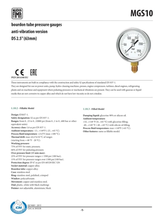 Manometr glicerynowy DN63 radialny 1/4” (0-1000)bar M63RL1/4(0-1000) - Nuova Fima